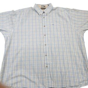 Wrangler Hero Mens Blue Tan Plaid 3XL Short Sleeve Button Down Cotton Shirt 7615